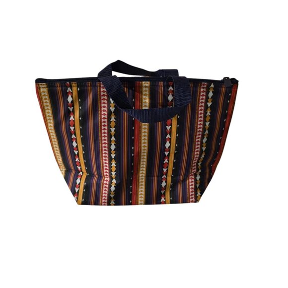 Thirty One Thermal Lunch Box Tote Purple Soutwest Stripe - Picture 2 of 7
